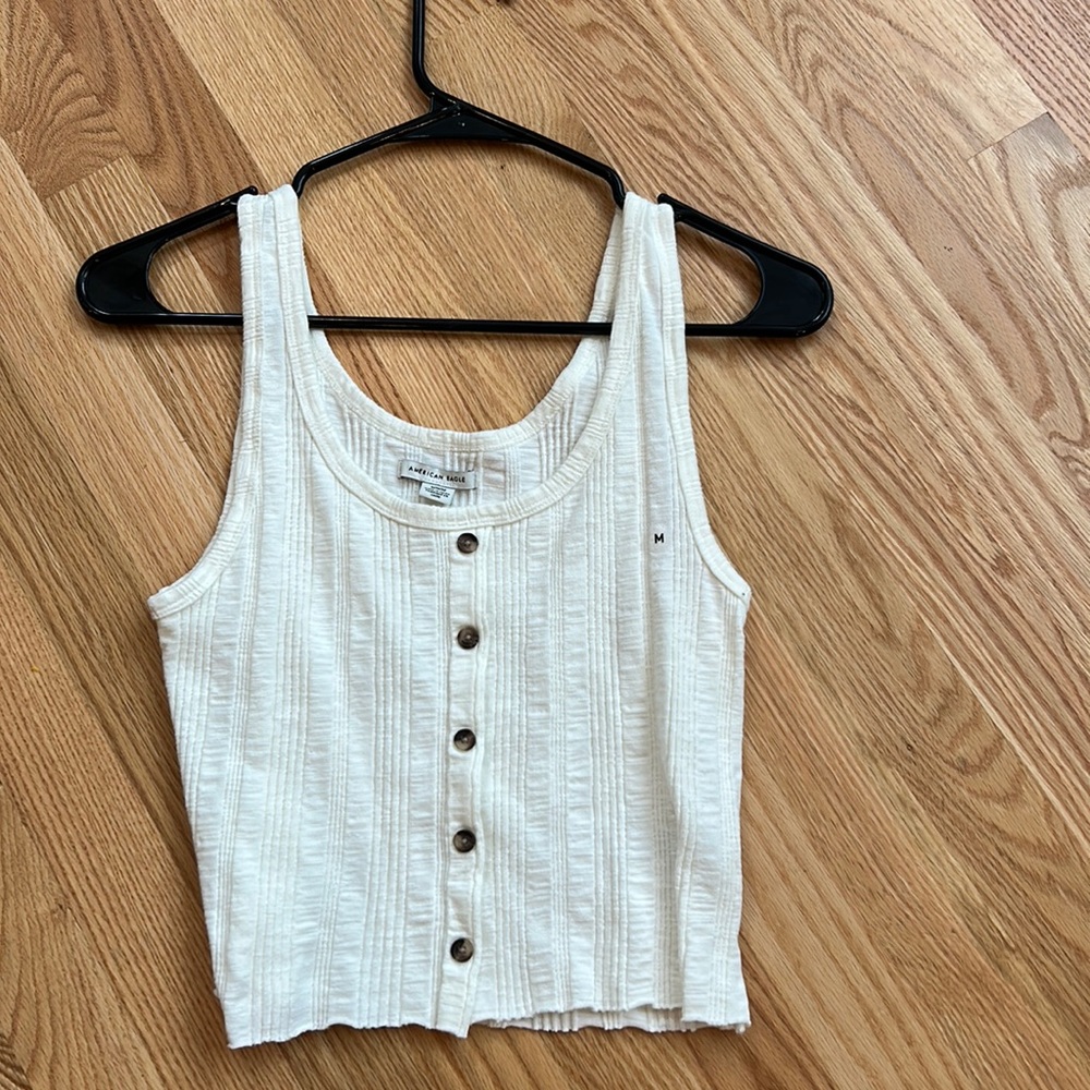 American Eagle White Crop Tank Top